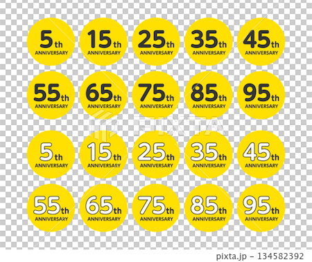 5周年から95周年　アニバーサリー　アイコン 134582392