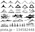 山　手書きの毛筆イラスト　セット 134582448
