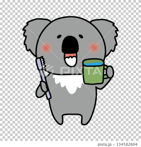 Koala gargling with toothpaste 134582604