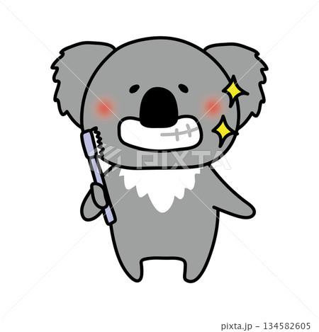 歯磨き後に綺麗になった歯を見せるコアラ 134582605