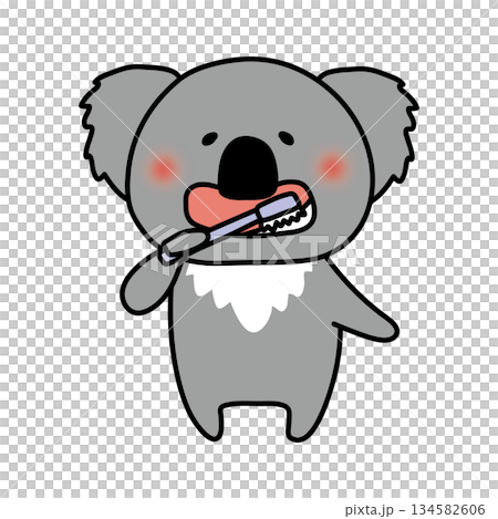 歯磨きをするコアラ 134582606