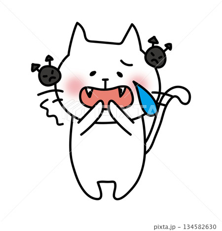 虫歯を痛がる白い猫 134582630