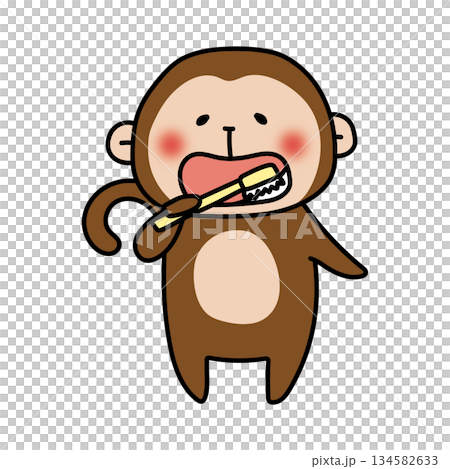 Monkey brushing his teeth Monkey brushing his teeth 134582633