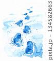 雪に残された足跡の水彩イラスト 134582663