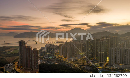 Dec 20 2022 Modern Tseung Kwan O Skyline Under Vibrant Evening Sky Dec 20 2022 Modern Tseung Kwan O Skyline Under Vibrant Evening Sky 134582799