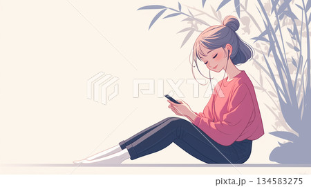 リラックスする女性 134583275