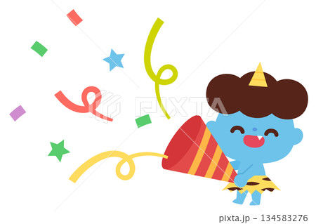 クラッカーを持った青鬼 134583276