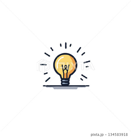 Stylized lightbulb illustration symbolizing innovation concept shining brightly with positive 134583918