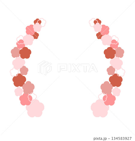 かわいい手描きのピンクの花のフレーム 134583927