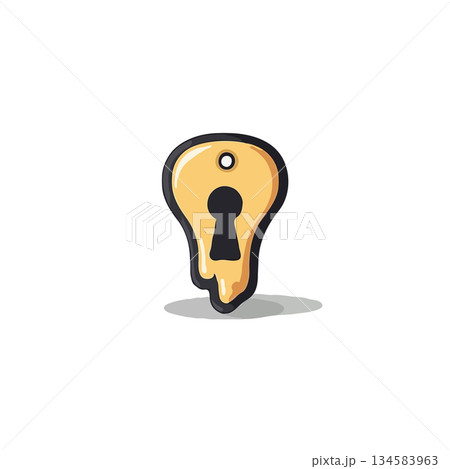 Conceptual melted keyhole design with dripping edges, signifying vulnerability, security breach 134583963