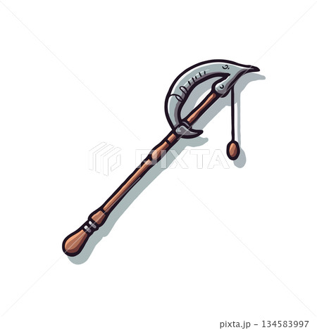 Illustration showcases a meticulously crafted guan dao ancient chinese polearm weapon art concept Illustration showcases a meticulously crafted guan dao ancient chinese polearm weapon art concept 134583997