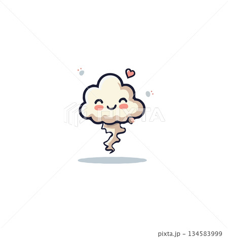 Adorable cloud character expressing love with a small heart floats gently above a swirling form 134583999