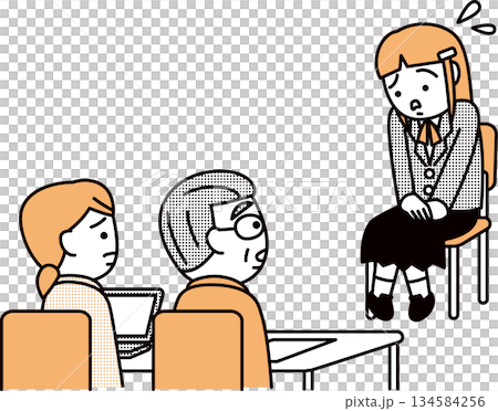 A high school girl is nervous about an interview 134584256