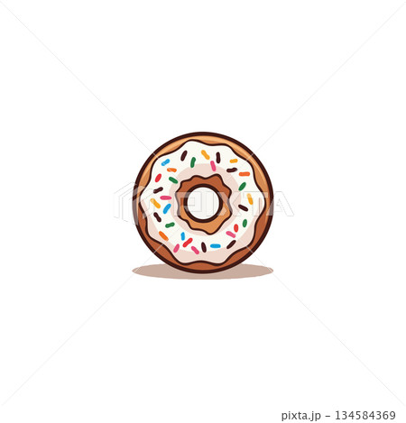 Cartoon donut illustration showcasing sweet treat and playful food design for creative pastry 134584369