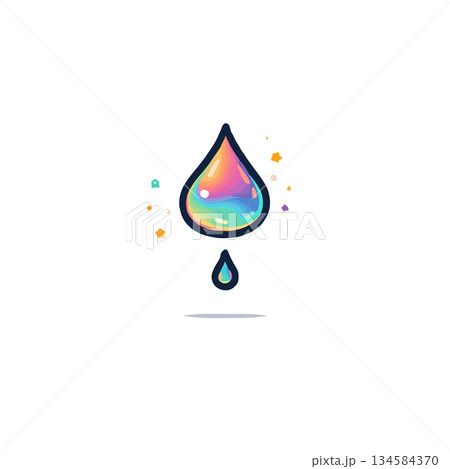 Iridescent Water Droplet Illustration a Colorful Icon Design with Clean Background and Subtle Iridescent Water Droplet Illustration a Colorful Icon Design with Clean Background and Subtle 134584370