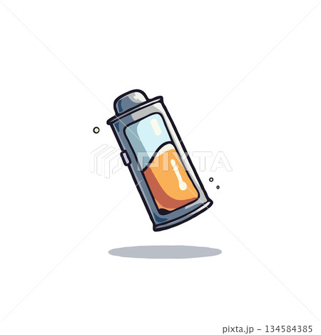 Stylized depiction of a nearly depleted battery indicating low energy with minimal charge Stylized depiction of a nearly depleted battery indicating low energy with minimal charge 134584385