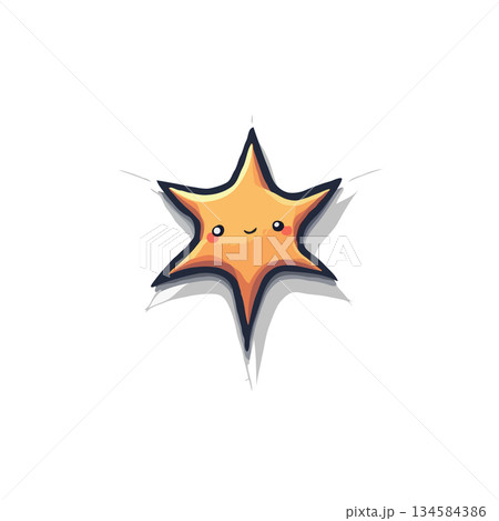 Charming celestial character illustration with gentle expression radiating happiness on a white 134584386