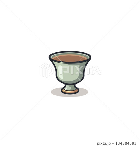 Elegant refreshment depiction: a whimsical illustration of a drink in a classic footed goblet Elegant refreshment depiction: a whimsical illustration of a drink in a classic footed goblet 134584393