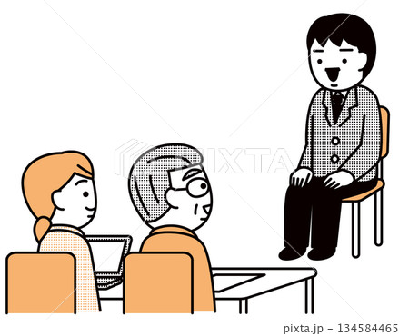 笑顔で面接を受ける男子高生 134584465