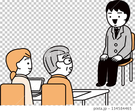 笑顔で面接を受ける男子高生 134584465