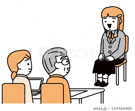 笑顔で面接を受ける女子高生 134584466