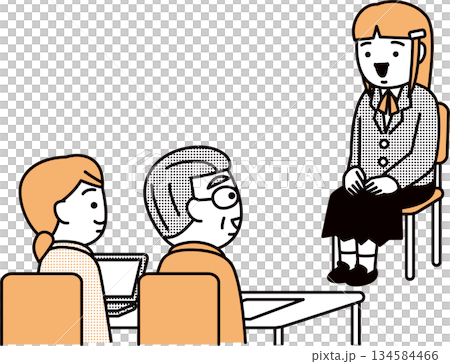 笑顔で面接を受ける女子高生 134584466