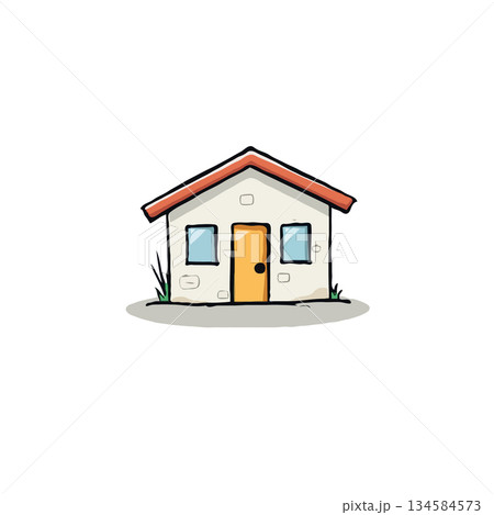 Whimsical dwelling illustration simple architecture charming residence small house design peaceful 134584573