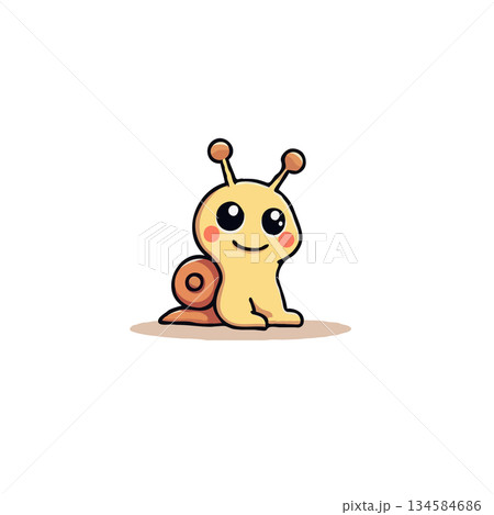 Adorable cartoon snail illustration on white background showcasing innocence and simplicity its Adorable cartoon snail illustration on white background showcasing innocence and simplicity its 134584686