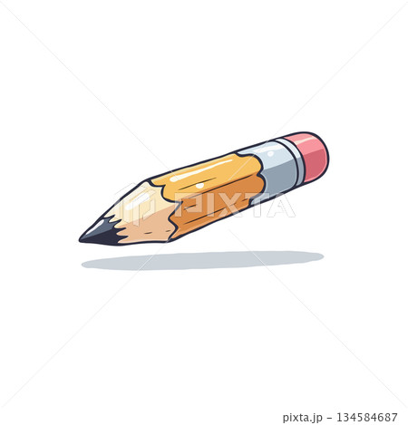 Cartoon pencil drawing representing school education, teaching process with learning materials or Cartoon pencil drawing representing school education, teaching process with learning materials or 134584687