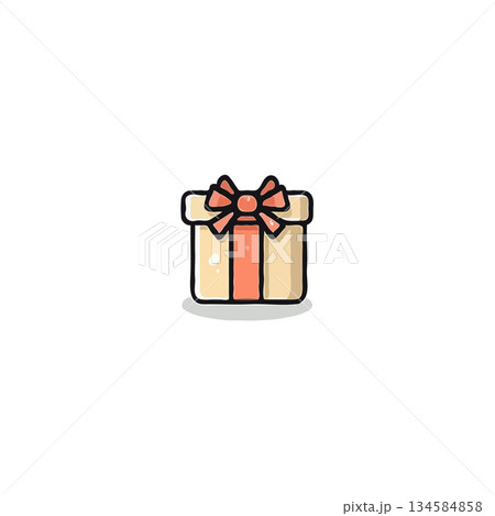 Stylized minimalistic gift box illustration evoking celebration and surprise with its simple 134584858