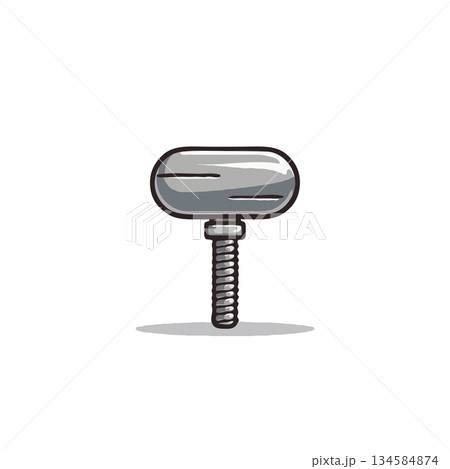 Stylized metal fastener illustration featuring screw thread and smooth rounded head design Stylized metal fastener illustration featuring screw thread and smooth rounded head design 134584874