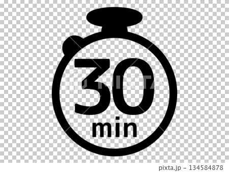 省時服務和時間限制訊息，30分鐘秒錶（帶文字顯示），時間測量，計時器圖標 134584878