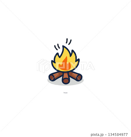 Stylized bonfire illustration with warm colors evoking feelings of camping and togetherness around Stylized bonfire illustration with warm colors evoking feelings of camping and togetherness around 134584977