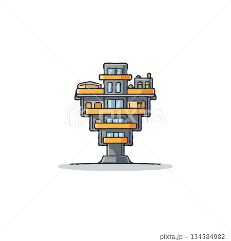 Unique conceptual architecture features a multistory residence design balancing futuristic vision 134584982