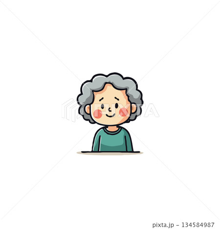 Adorable elderly woman illustration with charming smile showcasing positive aging and senior 134584987