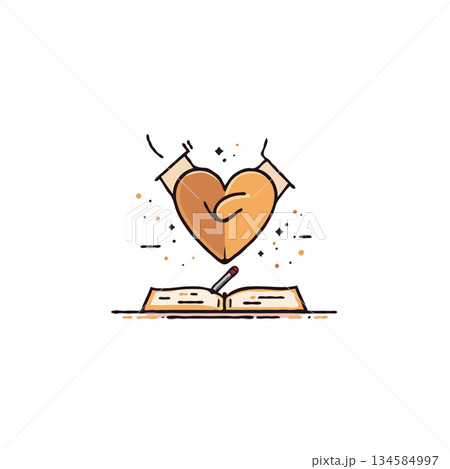 Heartfelt expression with a book, creative inspiration and the power of love within storytelling 134584997