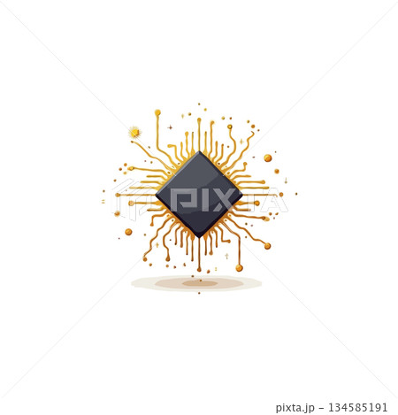 Conceptual illustration portraying the intricate network within a microprocessor emphasizing 134585191