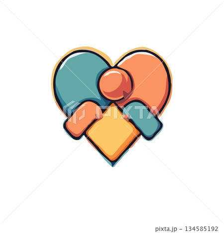 Abstract heart symbol composed of geometric shapes suggesting connection unity and harmony in design Abstract heart symbol composed of geometric shapes suggesting connection unity and harmony in design 134585192