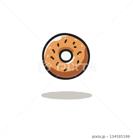 Delicious frosted donut illustration with charming sprinkles perfect for digital design projects 134585199