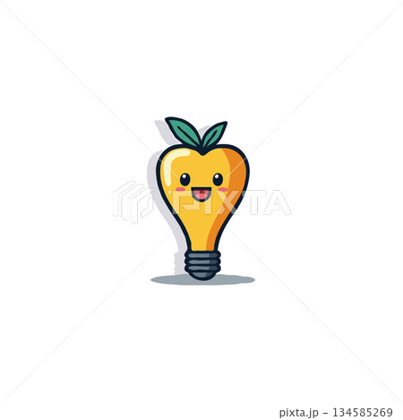 Cute animated lightbulb with a heart shaped body embodies ideas and creativity through modern design Cute animated lightbulb with a heart shaped body embodies ideas and creativity through modern design 134585269