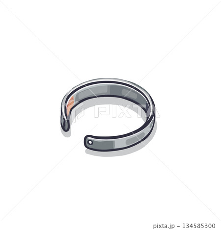 Isolated silver ear cuff artwork showcases minimalistic jewelry for personal adornment and style 134585300