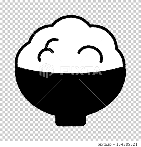 茶碗によそった白ご飯を描いたシンプルでかわいいイラスト 茶碗によそった白ご飯を描いたシンプルでかわいいイラスト 134585321