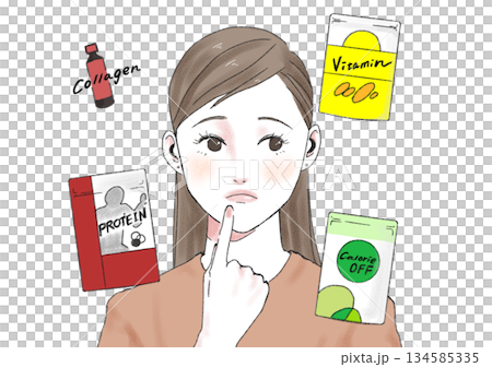 【插圖】補充劑和女性 134585335