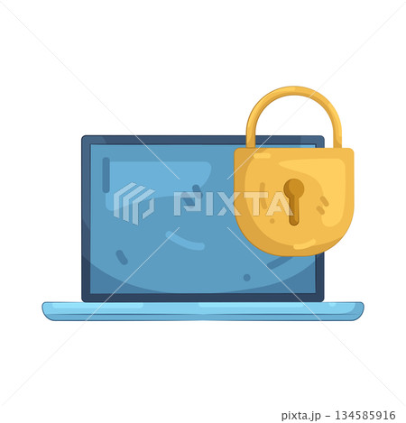 Illustration of locked laptop のイラスト素材 [134585916] - PIXTA