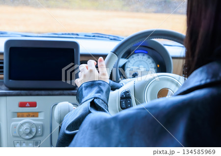 20代女性が車を運転するシーン（顔なし） 134585969