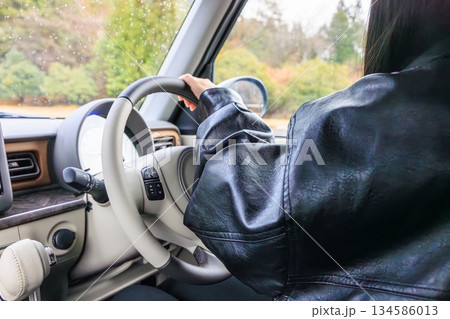 20代女性が車を運転するシーン（顔なし） 134586013