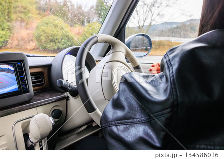 20代女性が車を運転するシーン（顔なし） 134586016