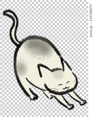 肥貓伸懶腰的插圖 134586057