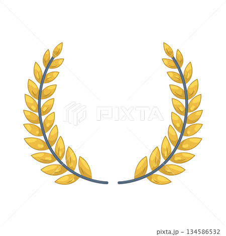 Illustration of gold laurel wreath  134586532