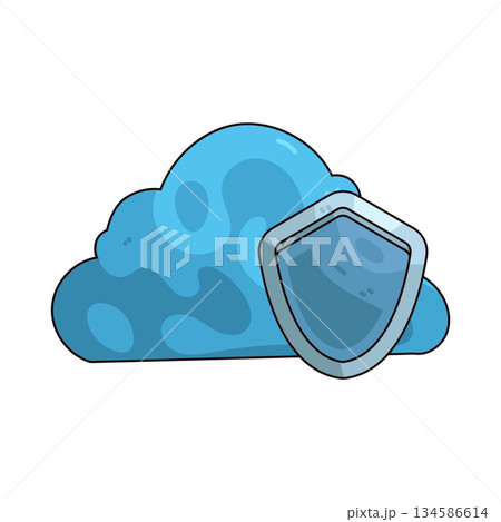 illustration of cloud shield illustration of cloud shield 134586614